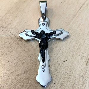 New Two Tone Stainless Steel 3D Crucifix Pendant